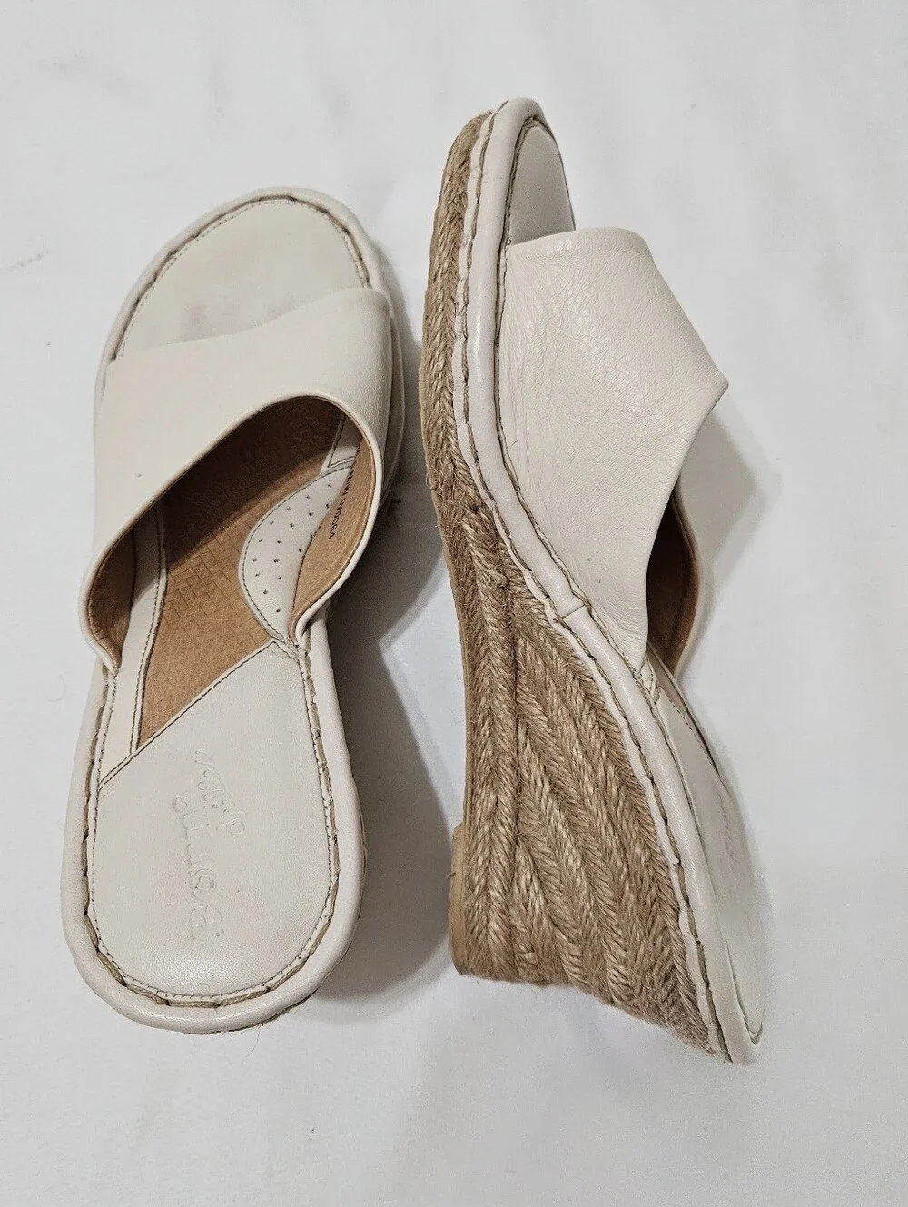 Born Drilles Women's Espadrilles Wedge Sandals Cream Size 9 US Comfort Shoe